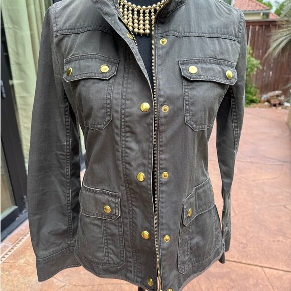 j crew downtown field jacket green lightweight utility coat Size XS - Picture 7 of 10
